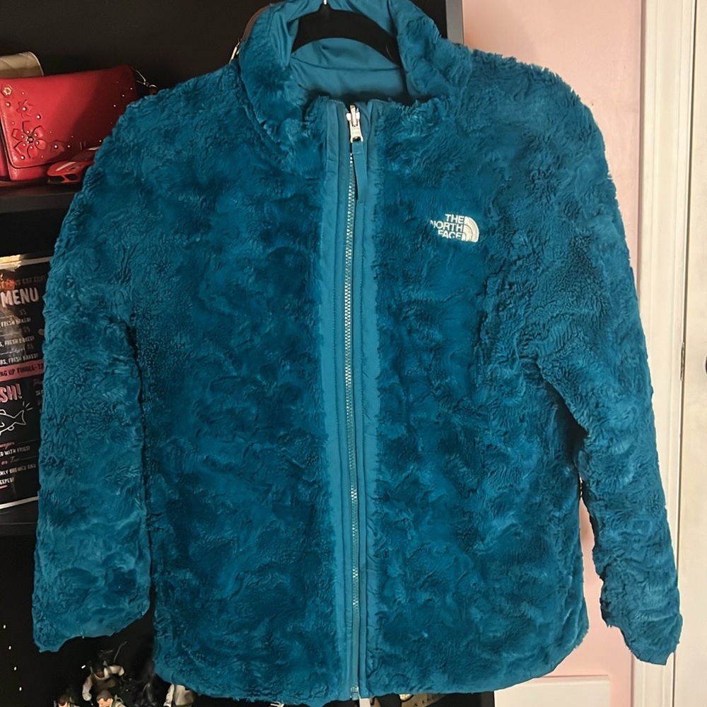 The North Face Girls Teal Puffer Jacket Reversible Size. XL